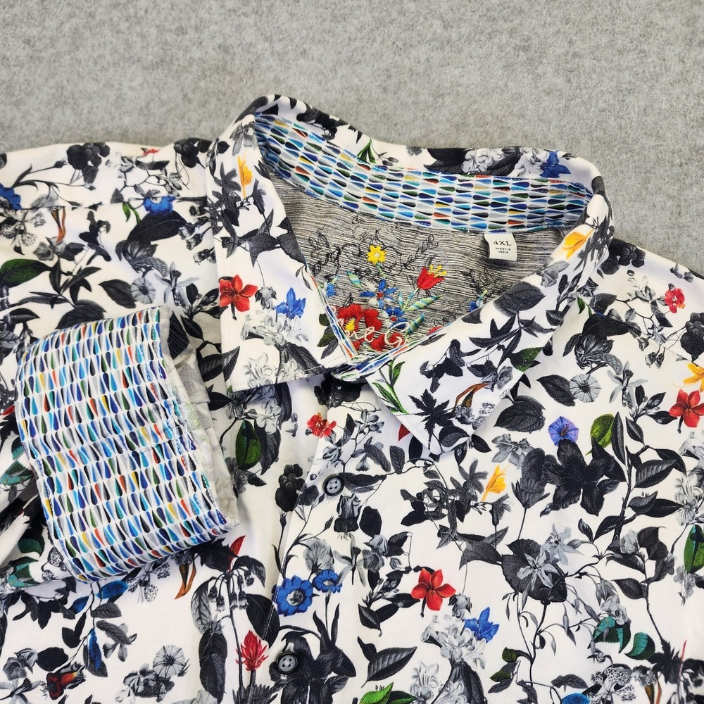 Robert Graham‎ Mens 4XL Long Sleeve Button Shirt Floral Tropical Flip Cuff